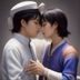 同志影视编辑部主编陈晓林的工作照，专注LGBT影视文化研究的资深编辑，背景为书架与电影海报
